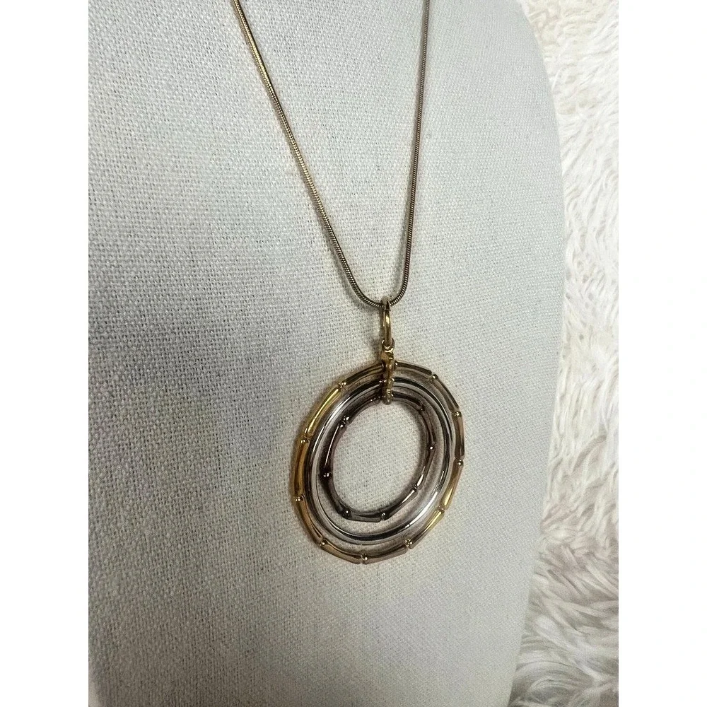 Park Lane Necklace‎ Mixed Metal Gold Silver Rose Circle Pendant Snake Chain 17
